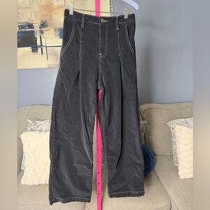 Diagonal Black Velvet Wide Leg Pants High Rise size Medium